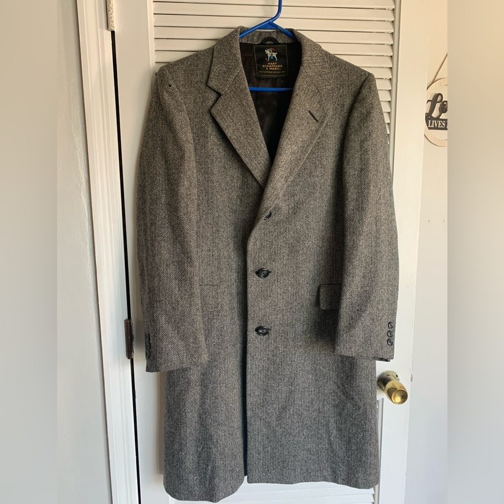 Hart Schaffner Marx men’s gray wool herringbone pea coat size 40